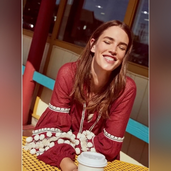 Anthropologie Vineet Bahl Long Sleeve Embellished Sleeve Boho Top Sm - Picture 4 of 9